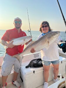 Two redfish caught in Galveston, Texas during fishing trip
