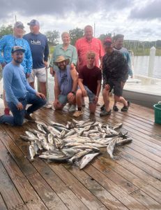 Nine people fishing in Bay St. Louis