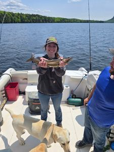 Two lake trout caught while fishing in Harmony
