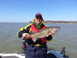 Single angler fishing at lakeside in Marblehead