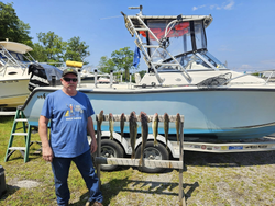 man fishing in ohio with rod and reel
