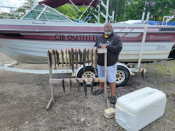 Two people fishing in Lorain, Ohio