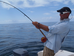 Person fishing from boat on Harkers Island