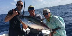Blackfin Tuna, a large fish caught by 3 people fishing in Lantana