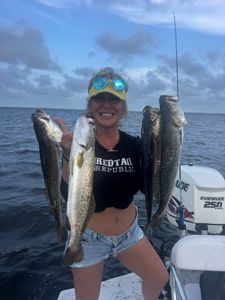 Successful speckled trout fishing trip in Corpus Christi TX with multiple fish caught