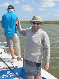 Redfish catch displayed on fishing boat in Rockport TX waters
