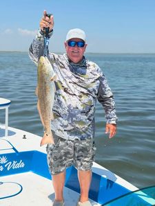 Redfish catch displayed on fishing boat in Rockport TX waters