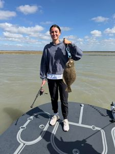 Southern flounder caught fishing in Rockport TX on boat deck