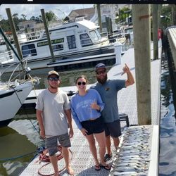 Three people fishing in North Carolina