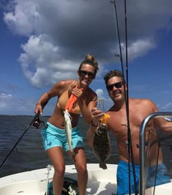 Two summer flounder fish caught in Florida