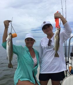 Two spotted weakfish caught during a fishing trip in FL