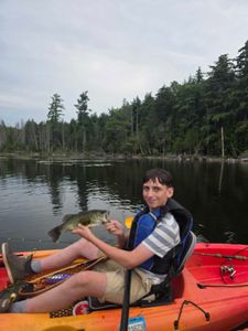 Bass caught while kayak fishing on North River NY