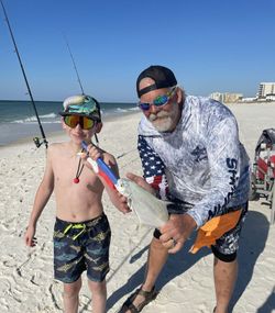 A greater amberjack fish being caught while fishing in Pensacola