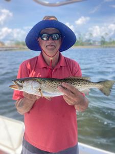 Spotted Weakfish, a 21-inch fish, caught while fishing in Panama City Beach