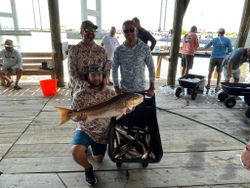 Catch of the day - a 32-inch redfish in Golden Meadow