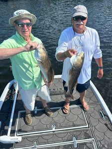 Two redfish caught on fishing boat in Hudson FL waters