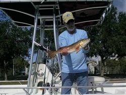 One angler holding a big fish in Crystal River