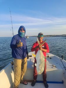 Giant trevally, a big fish, caught while fishing in Port O'Connor