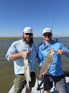 Nice redfish caught jigging and drift fishing in clear conditions!