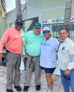 Four people enjoy a fishing trip in Islamorada