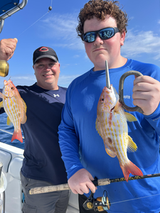 Double trouble: Lane Snappers hooked on a cloudy day!