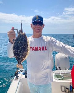 A single southern flounder fish caught while fishing in Port Orange