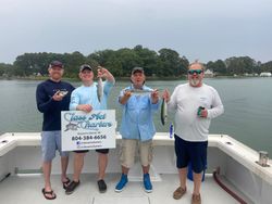 Two Spanish Mackerel and Bluefish fish caught by 4 people on Gwynn Island