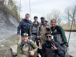 A lively group of adventurers making a splash on the water.