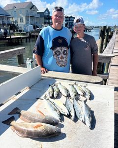 Two redfish and spanish mackerel, 24 inches long, caught while fishing in NC