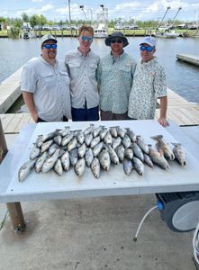 Four friends enjoying a fishing trip in LA