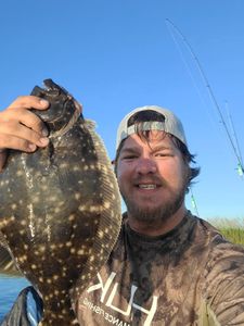 A Southern Flounder fish caught in Manns Harbor