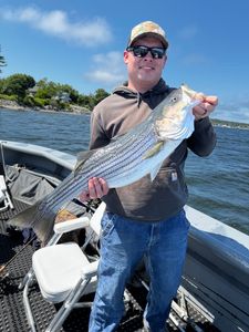 A striped bass caught while fishing in ME