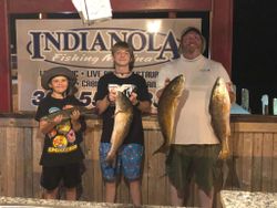 Four big fish caught by three people in Port Lavaca