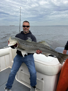 Striped bass caught by fisherman in Neptune
