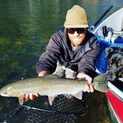 Fishing for a big rainbow trout in CA