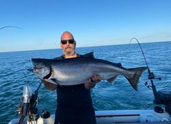A lone Chinook Salmon being fished in Pulaski