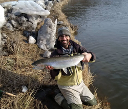 A big rainbow trout caught while fishing in Mississauga