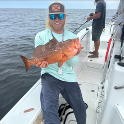 One red grouper fish caught in Jacksonville, Florida