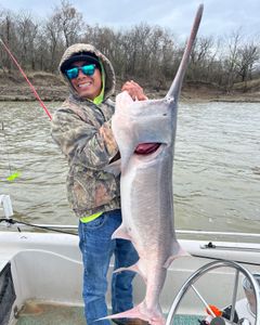 Angler with big 40-inch fish caught while fishing in OK