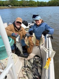 Successful blue catfish fishing trip in Mannford OK with multiple fish caught on boat
