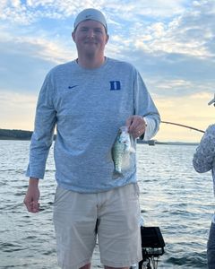 Proud crappie catch at sunset
