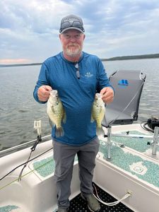 Two white crappie fish caught while fishing in OK
