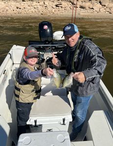 Two white crappie fish caught during fishing in OK