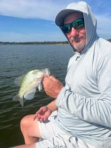 Angler fishing for white crappie in Mannford