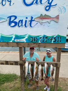 Two people fishing in Port Aransas
