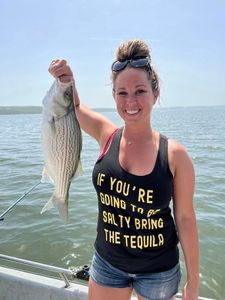 Wiper (hybrid striped bass) fish caught in OK
