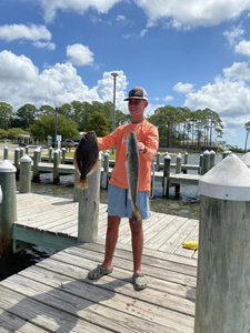 Two Southern Flounder fish caught in Gulf Shores