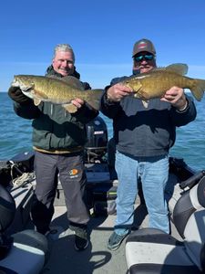 Two smallmouth bass caught in Lockport