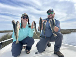 5 spotted weakfish and black drum caught by 2 people while fishing in North Carolina