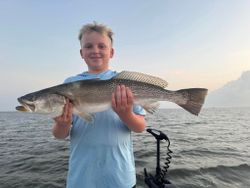 Speckled trout catch displayed on fishing boat in Corpus Christi TX waters